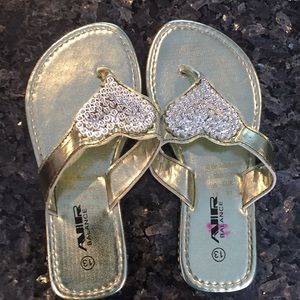 New Girls Golden Bedazzled Sandals